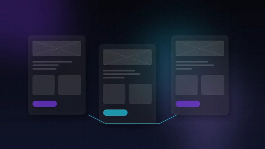Tres bocetos de página unidos por una línea, categoría Diseño Web del blog