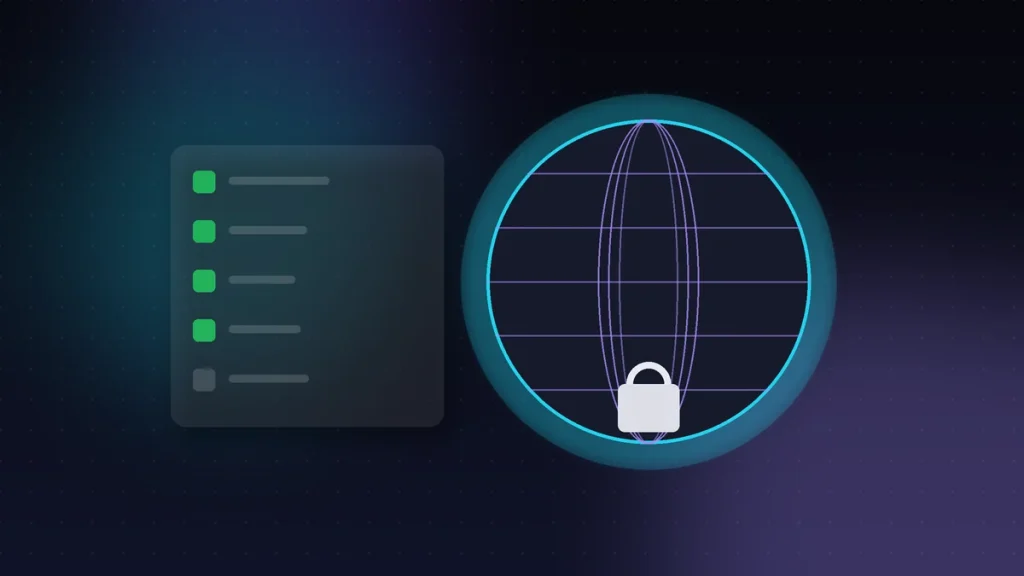 Globo con candado junto a una lista de controles completada, plan CA Enterprise
