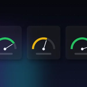 Tres indicadores de velocidad y estado en verde y ámbar, plan Web Starter