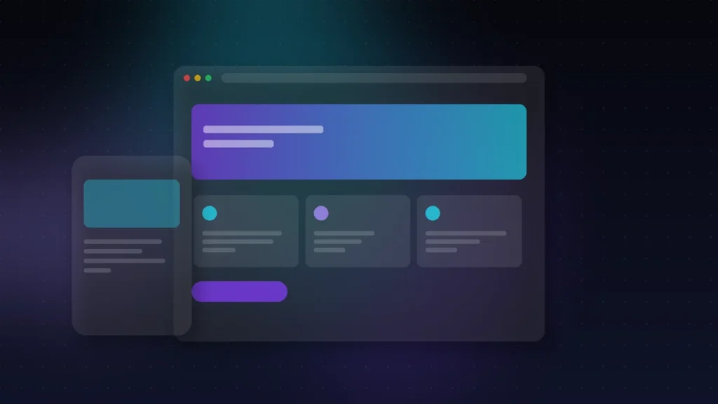 Portada de una web con tarjetas de servicio junto a su versión móvil, servicio de diseño web