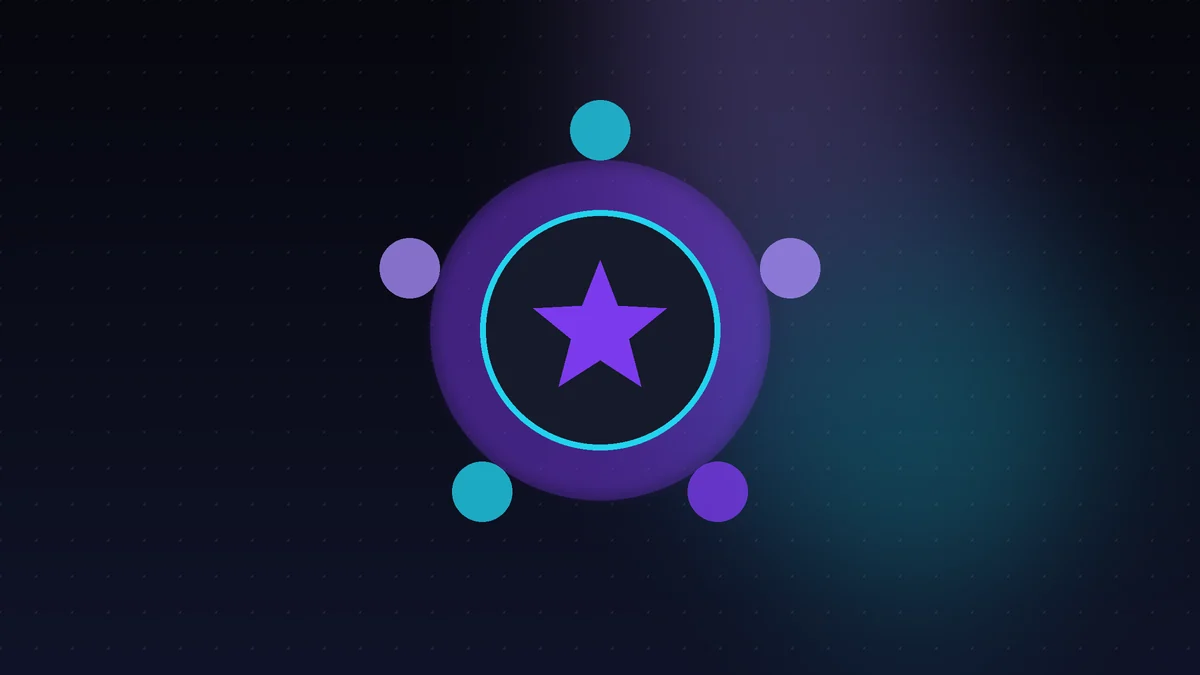 Insignia con estrella rodeada de cinco puntos, paquete Web Starter de mantenimiento web mensual